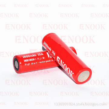 New Arrival Enook 18650 3600mAh 35A high drain 3.7V rechargeable battery with flat top